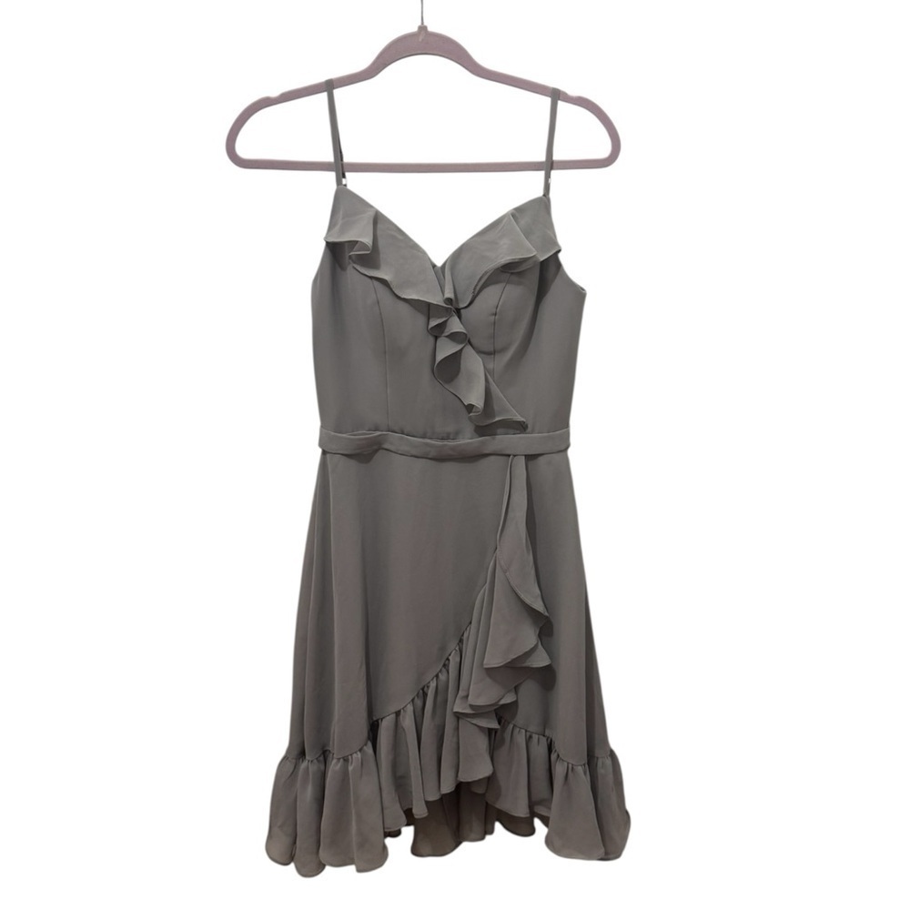 JJ’s House Silver Ruffle Midi Dress Size 0